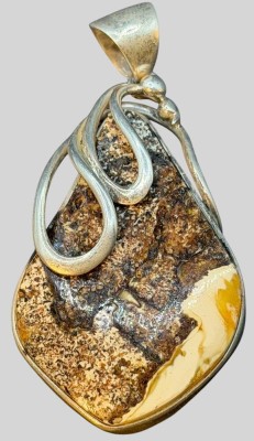 Auktion 375<br>grosser Jaspis? Anhänger mit massiver Silber-925- Fassung, H-7 cm, 23,8 gr [1]