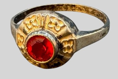 Auktion 375<br>alter Mädchenring, S-800- mit roten Stein, RG ca. 47, 1,53 gr. [1]