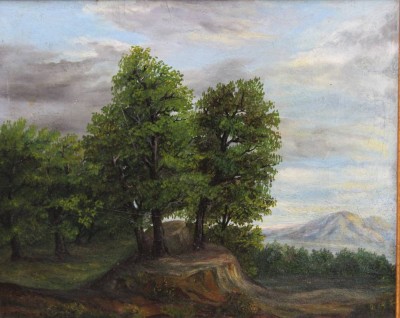 Auktion 375<br>anonyme Landsschaft, 19. Jhd., wohl Öl/Leinwand doubliert, gerahmt, RG 41,5  49cm [1]