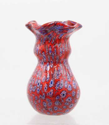 Auktion 375<br>Vintage-Murano-Glasvase im Millefiori-Stil, ca. H-12,5cm [1]