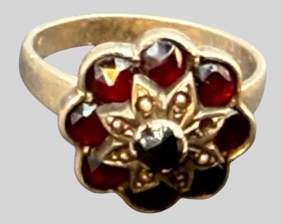 Auktion 375<br>Granatring, Silber-800-, RG 55, 4,49 gr [1]