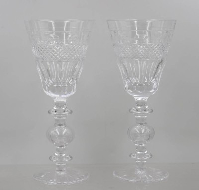 Auktion 375<br>Paar Pokalgläser,  wohl Cumbria Crystal, „Grasmere“-Muster, ca. H-22,5cm [1]