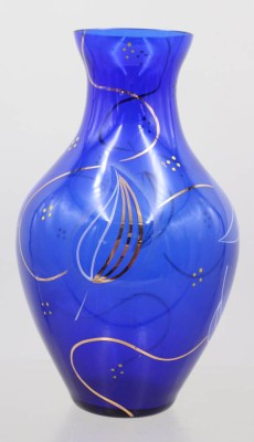Auktion 375<br>blaue Vase mit Goldzier, wohl 60er Jahre, ca. H-21,5cm [1]