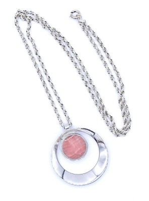 Auktion 375<br>Halskette mit Rhodochrosit Anhänger, Silber 835/000, Kette L. 60cm, zus. 18,1g. [1]