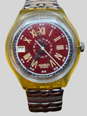 Auktion 375<br>Swatch automatic Uhr, Werk läuft, 1992, Tragespuren, Metall Zugband [1]