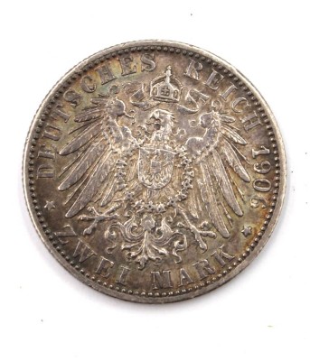 Auktion 375<br>2 Mark, Baden, Großherzog Friedrich I. und seiner Frau Luise, 1906, ca. 11gr., D-2,8cm [1]