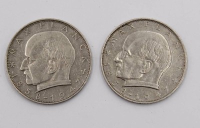 Auktion 375<br>2x 2 D-Mark Stücke, Max Planck, 1961/65 [1]