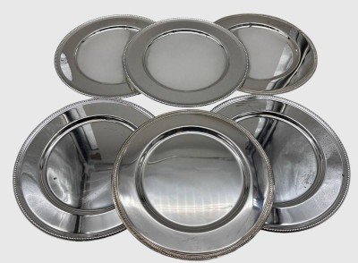Auktion 375<br>6x gr.Platzteller, versilbert, mit Gebrauchsspuren und ungeputzt, D-30 cm, 2,62 kg. [1]
