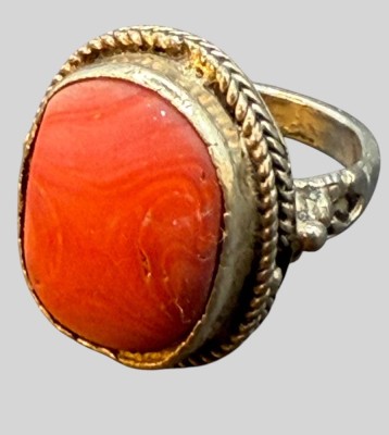 Auktion 375<br>Silberring mit roten Cabouchon (geprüft), 12,9 gr [1]