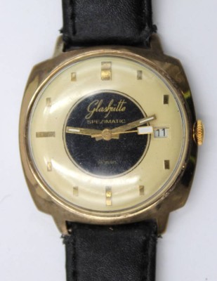 Auktion 375<br>Vintage-Herrenarmbanduhr ,GUB Glashütte Spezimatic, Werk läuft, getragene Erhaltungm ca. D-3,5cm [1]