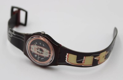 Auktion 375<br>Vintage-Armbanduhr Swatch Gent Access „Drop Out“ (SKR100), 1996, D-3,4cm Werk läuft [1]