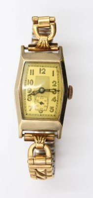 Auktion 375<br>vintage Handaufzug-Armbanduhr im Art-Déco-Stil, Handaufzug, Werk läuft, Trage-u. Altersspuren, ca. 3,8 x 2,2cm [1]