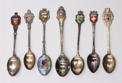 Auktion 375<br>7x div. Andenkenlöffel, versilbert, ca. L-10cm [1]