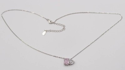 Auktion 375<br>Collierkette, 925er Silber, rosa u. klarer Stein, ca. 3,2gr., L-44cm [1]
