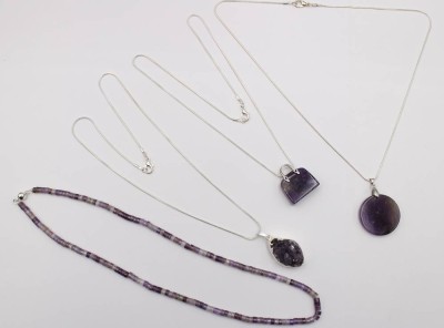 Auktion 375<br>4x div. Halsketten, Amethyste, ca. L-45cm [1]