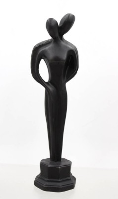 Auktion 375<br>stilisierte schwarze Skulptur eines verliebt umschlungenen Paares, Kunstharz, ca. H-28cm [1]