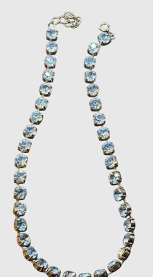 Auktion 375<br>Halskette mit hellblauen Strass-Steinen, L42 cm, 27,28 cm, versilbert [1]