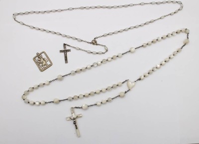 Auktion 375<br>2x antike Rosenkränze sowie ein anhänger, Hld. Christopherus, 925er Silber [1]