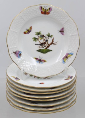 Auktion 375<br>9x kl. Teller, Herend, Dekor Rothschild, ca. D-12,5cm [1]