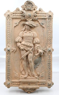 Auktion 375<br>Wandplakette im Renaissancestil, braunes Steinzeug, wohl um 1900, ca. 64 x 36cm [1]