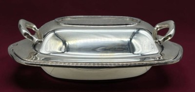 Auktion 375<br>Sammlungsauflösung, antike, versilberte Servierschale, wohl um 1920, EPNS, England,  ca. H-8cm B-25cm Versilberung erneuert [1]