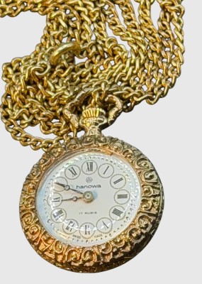 Auktion 375<br>mechan. Damenumhängeuhr an langer Double-Kette 