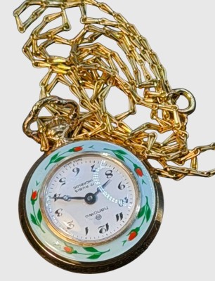 Auktion 375<br>mechan. Damenumhängeuhr an langer Double-Kette 