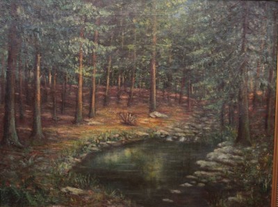 Auktion 375<br>W.Bötjer, Waldlandschaft, Öl/Leiwand, gerahmt, RG 85 x 105cm, eine hinterlegte Stelle, Speditionsversand! [1]