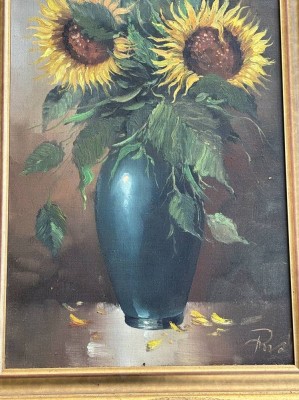 Auktion 375<br>unleserl. sign. Sonnenblumen in Vase