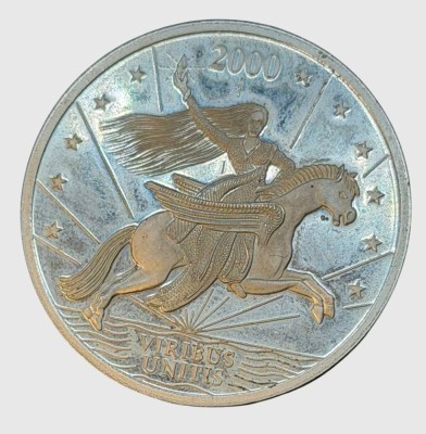 Auktion 375<br>Millennium Werbemedaille von Philip Morris ( 2000 )., versilbert, D-4 cm [1]