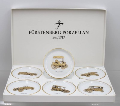 Auktion 375<br>6x Untersetzer mit Oldtimer-Motiven, Fürstenberg, orig. Karton, D-9,5cm [1]