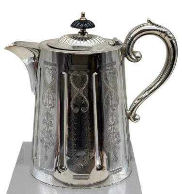 Auktion 375<br>Sammlungsauflösung, antike, versilberte Kaffeekanne, Sheffield, EPNS, älter, ca. H-18,5cm, Versilberug erneuert [1]