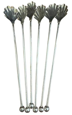 Auktion 375<br>6x versilberte Bar-Löffel (als Strohhalme), L-18 cm [1]