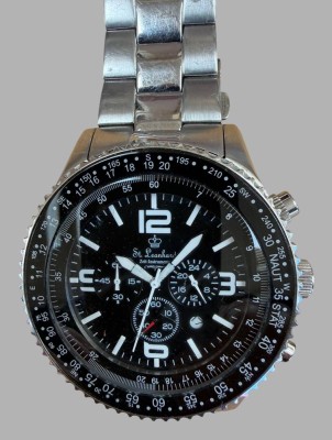 Auktion 376<br>St. Leonhard  Chronograph im Fliegeruhr-Design, Gehäuse und Verschluss aus Edelstahl. Hochwertiges Miyota OS20-Uhrwerk von Citizen, sehr guter Zustand, Werk nicht geprüft, D-4,8 cm, Band B-2,2 cm [1]