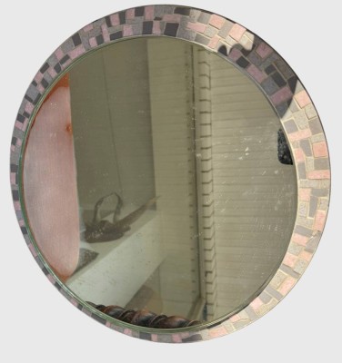 Auktion 376<br>runder Wandspiegel mit Stein-Mosaik-Rand, D-37 cm [1]