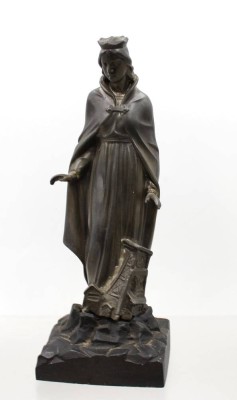 Auktion 376<br>Metallfigur der Hlg. Barbara, Schutzpatronin der Bergleute, ca. H-24cm [1]
