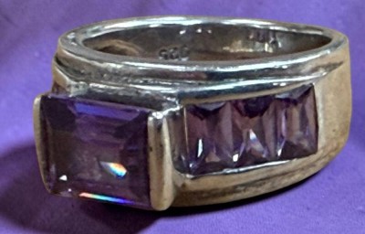 Auktion 376<br>Vintage Silberring-925- mit Amethysten, Stufenschliff, RG 57, 8,54 gr. [1]
