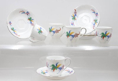 Auktion 376<br>5x Art-Déco-Kaffeetassen mit U.T. von EPIAG, je ca. H-6cm [1]