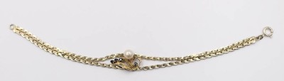 Auktion 376<br>835er Silber-Armband, vergoldet, Perle und Saphire,  9,6gr., L-19cm [1]