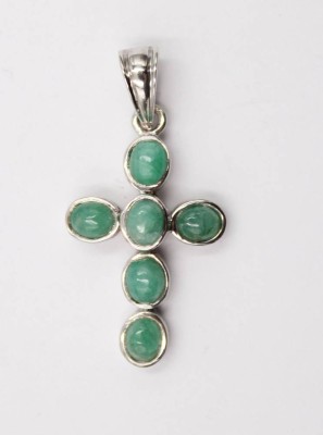 Auktion 376<br>Kreuz Anhänger mit Smaragd Cabochons, Sterling Silber, 3gr., L-3,5cm [1]