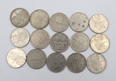 Auktion 376<br>1-Kronen-Münzen, König Gustaf VI. Adolf, Schweden, einige Silber ( Gehalt 40%) ca. 1962 bis 1973 [1]