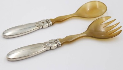 Auktion 376<br>Salatbesteck, Cactus, Georg Jensen, Silbergriffe, 1931, L-20,5cm [1]