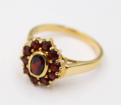Auktion 376<br>925er Silber-Ring, Granat, vergoldet, RG 55 [1]