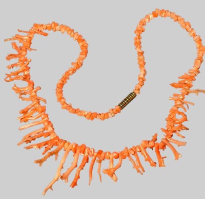 Auktion 376<br>rosa Astkorallen-Halskette mit Schraubverschluss, , L-ca. 40 cm, 13,45 gr. [1]