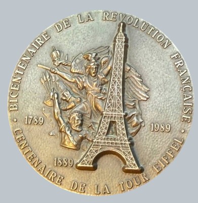 Auktion 376<br>Bronze Medaille, 200 J. Revolution, 1789-1989, frz. beschriftet, D-7,3 cm [1]