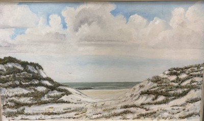 Auktion 376<br>Monogramm STO oder ähnlich, 1972, Dünenlandschaft, wohl Sylt, Öl/Leinen, gerahmt, RG 60x95 cm [1]