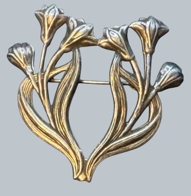 Auktion 376<br>Jugendstil-Silberbrosche mit Tulpen, -925-, ca. 4x4 cm, 8,68 gr [1]