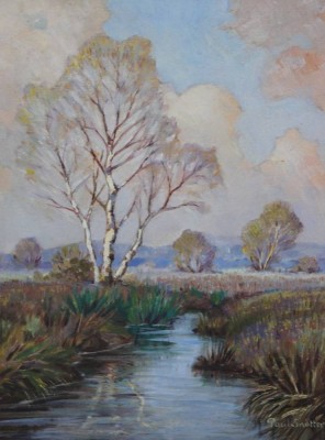 Auktion 376<br>Paul SPÖTTER (1904-1951), Kanallandschaft, Öl/Hartfaser, gerahmt, RG 41 x 33cm. (bekannter Cuxhavener Maler) [1]