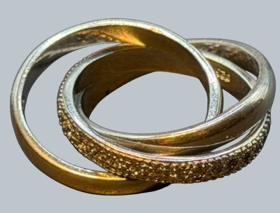 Auktion 376<br>3-fach Ring, Silber-925-, mittig mit klaren Steinen, 8,51 gr, RG ca. 54 [1]