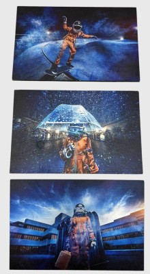 Auktion 376<br>3 Fotos auf Metallplatten aus einer  Kampagne der in Münster ansässigen Kommunikationsagentur Prachtstern. je 15x10 cm [1]